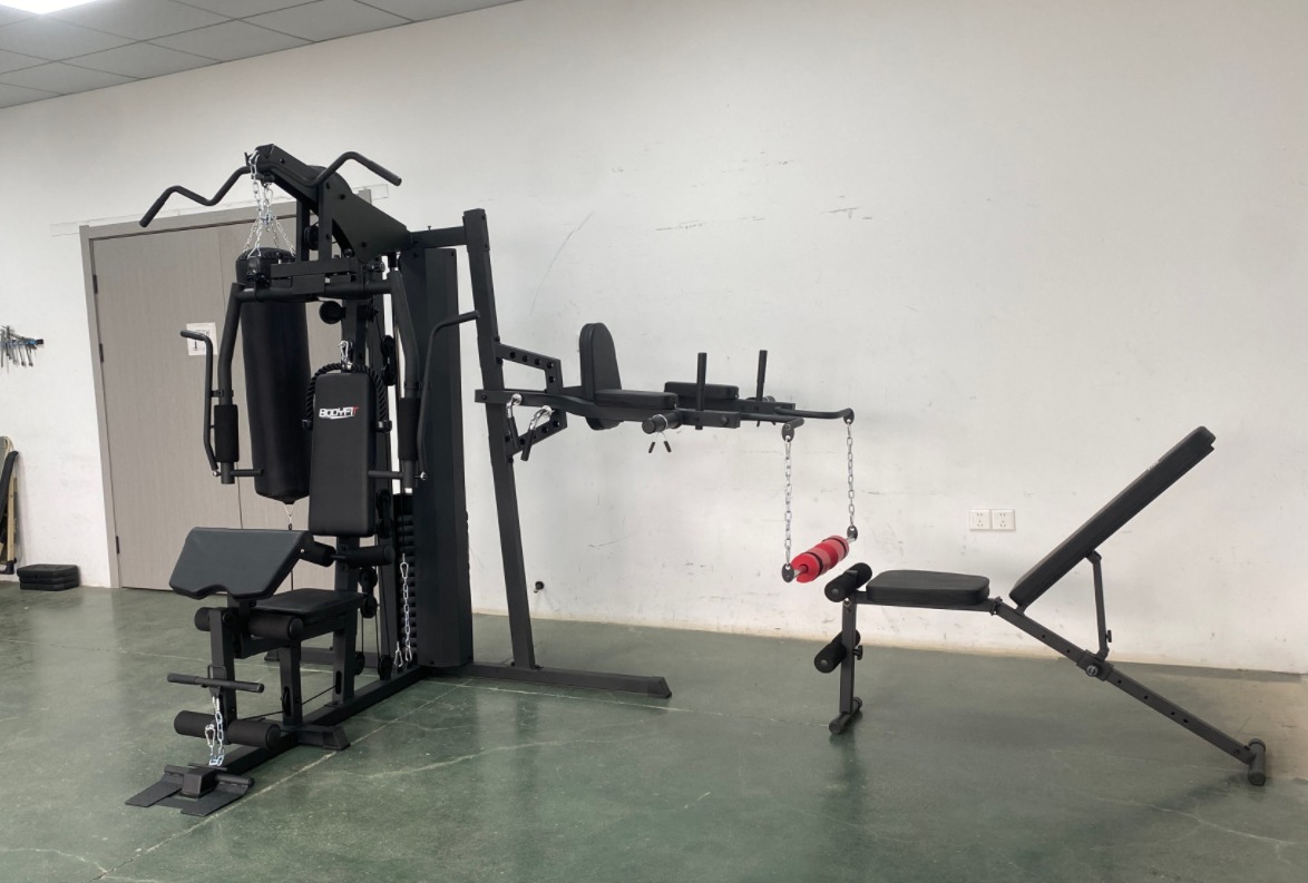 3-Station Multi-Gym + Punching Bag and Free Bench - Image 2